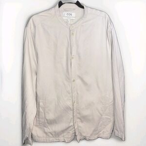 COS Shacket Large Mens Tan Cotton Lyocell Linen Blend Lightweight Minimal  Shirt